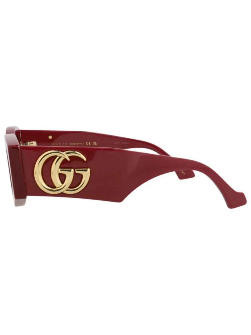 New Gucci Women's Sunglasses Square Rectangle Recycled Acetate Frame Burgundy